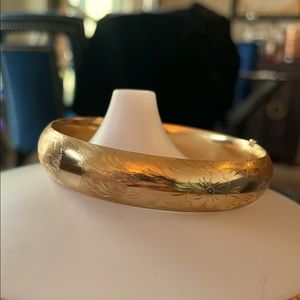 COPY - 14K Gold Bangle with Flower Etching